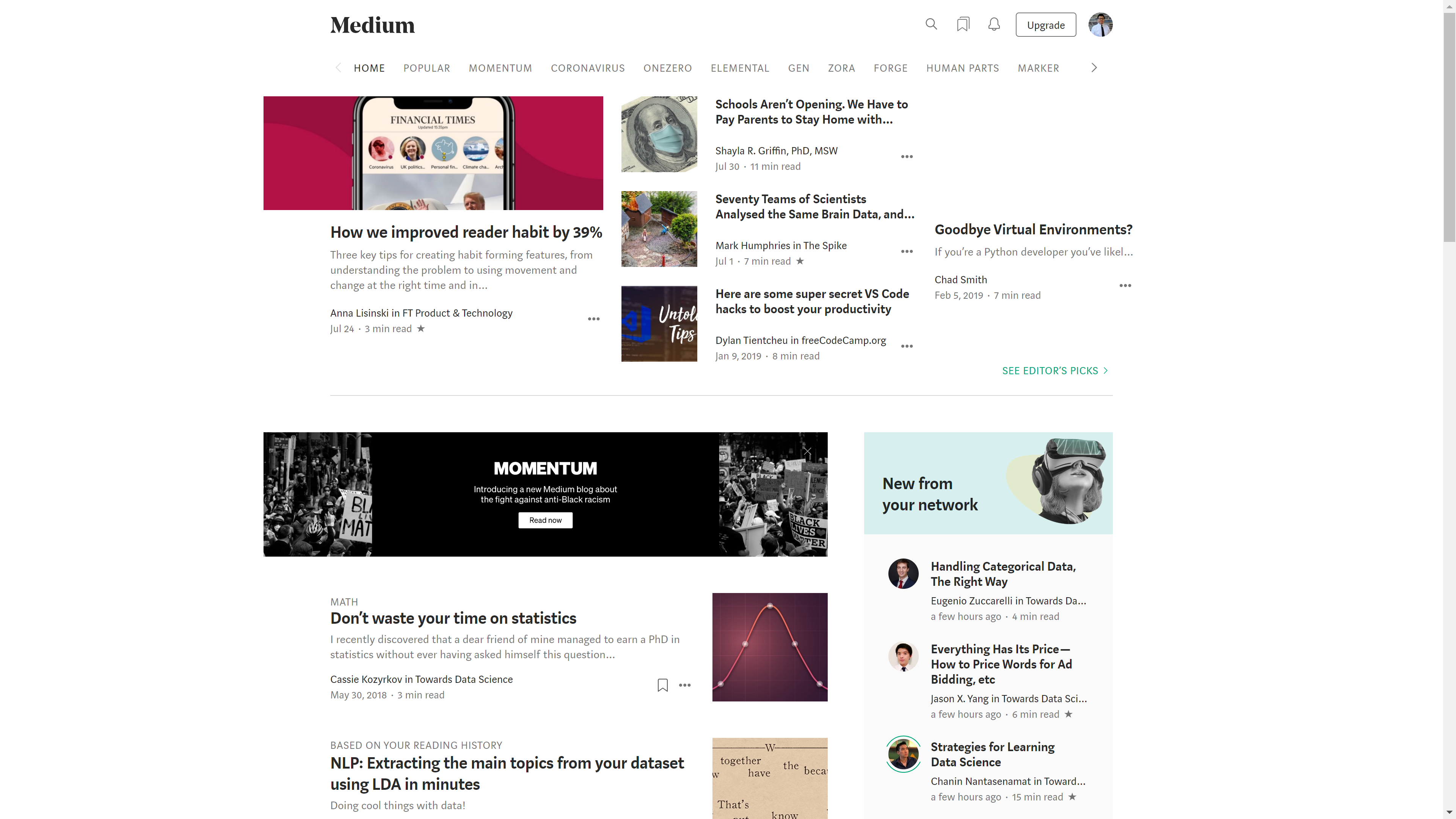 Front Page of Medium